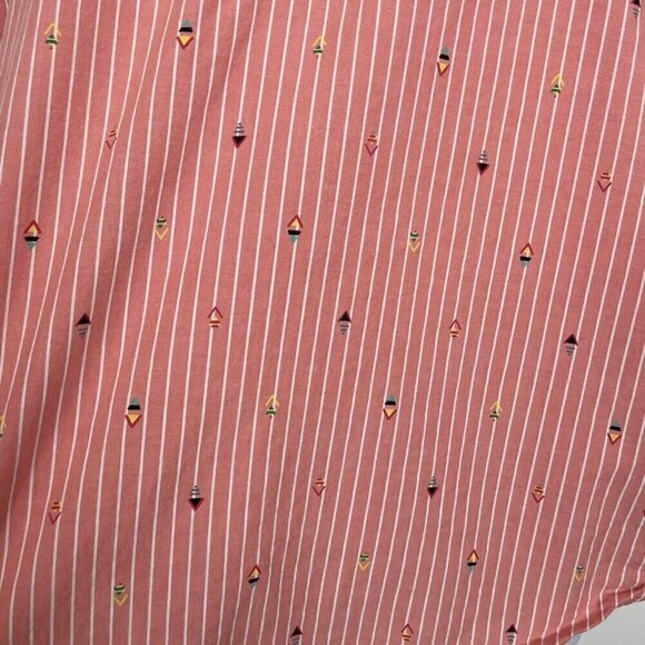 Gap Pink Striped Half Button Down Geometric Print Size Medium Blouse Top - Picture 3 of 6